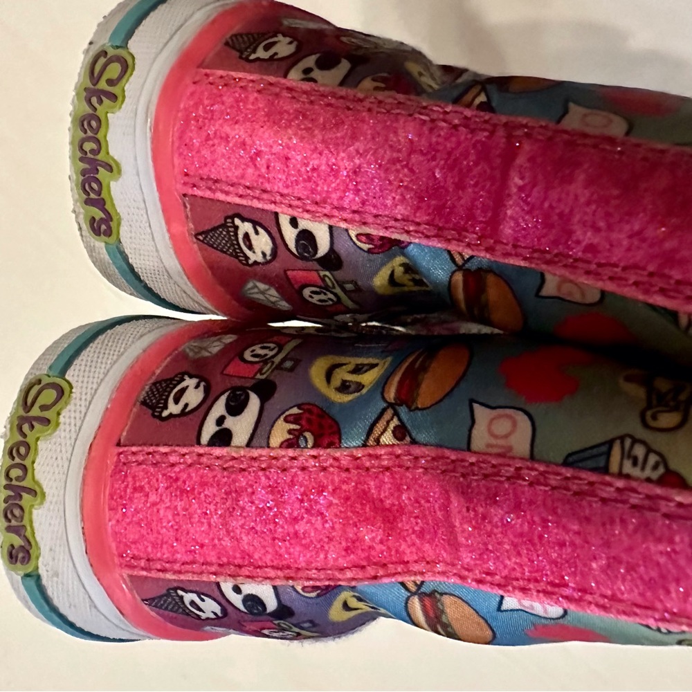 Skechers Emoji Twinkle Toes High top Casual Sneakers Girls Size 4 Pink/Blue - Picture 4 of 6